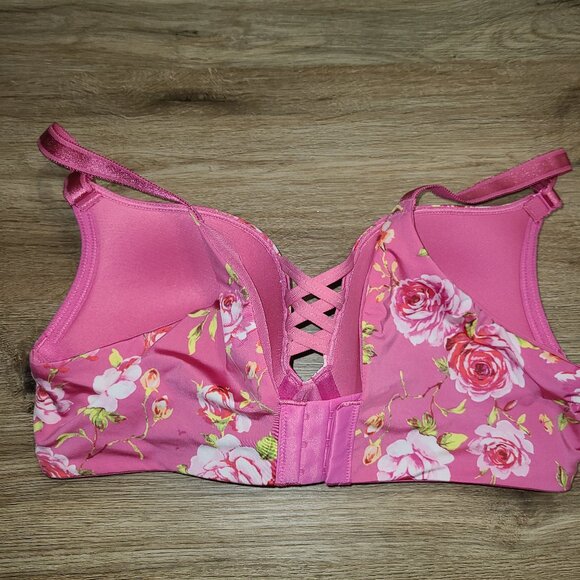 EUC Torrid 38C Pink Floral Underwire Plunge Push-Up Bra - Picture 6 of 7